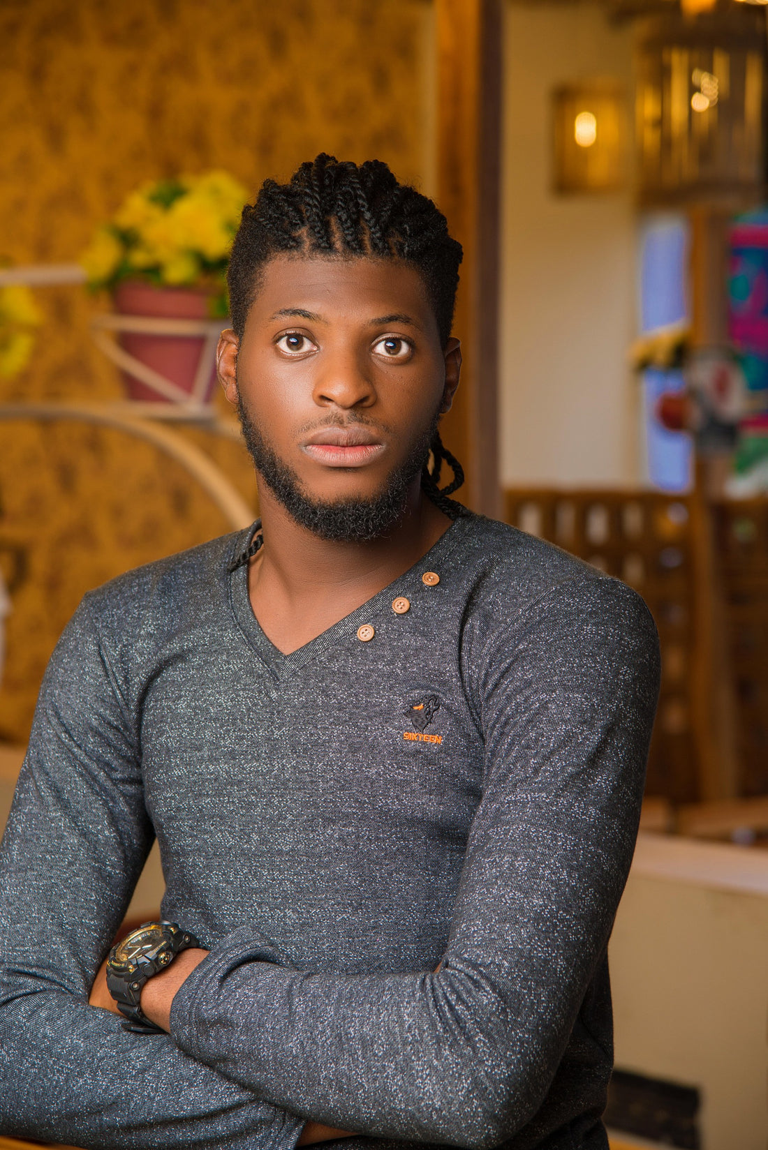 Jacquard Weave Long Sleeve Polo